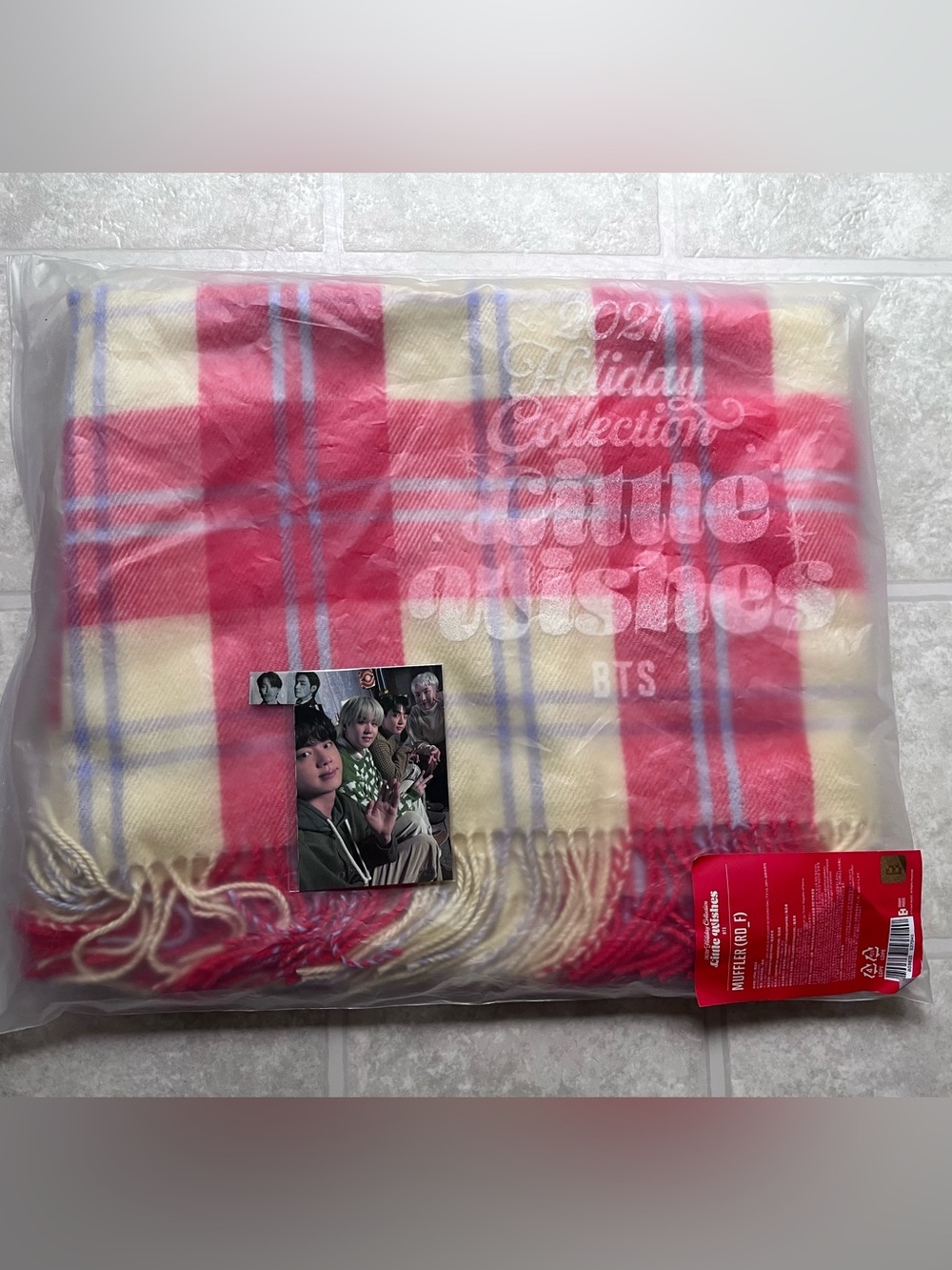 BTS Official Little Wishes Muffler Scarf With Photocard